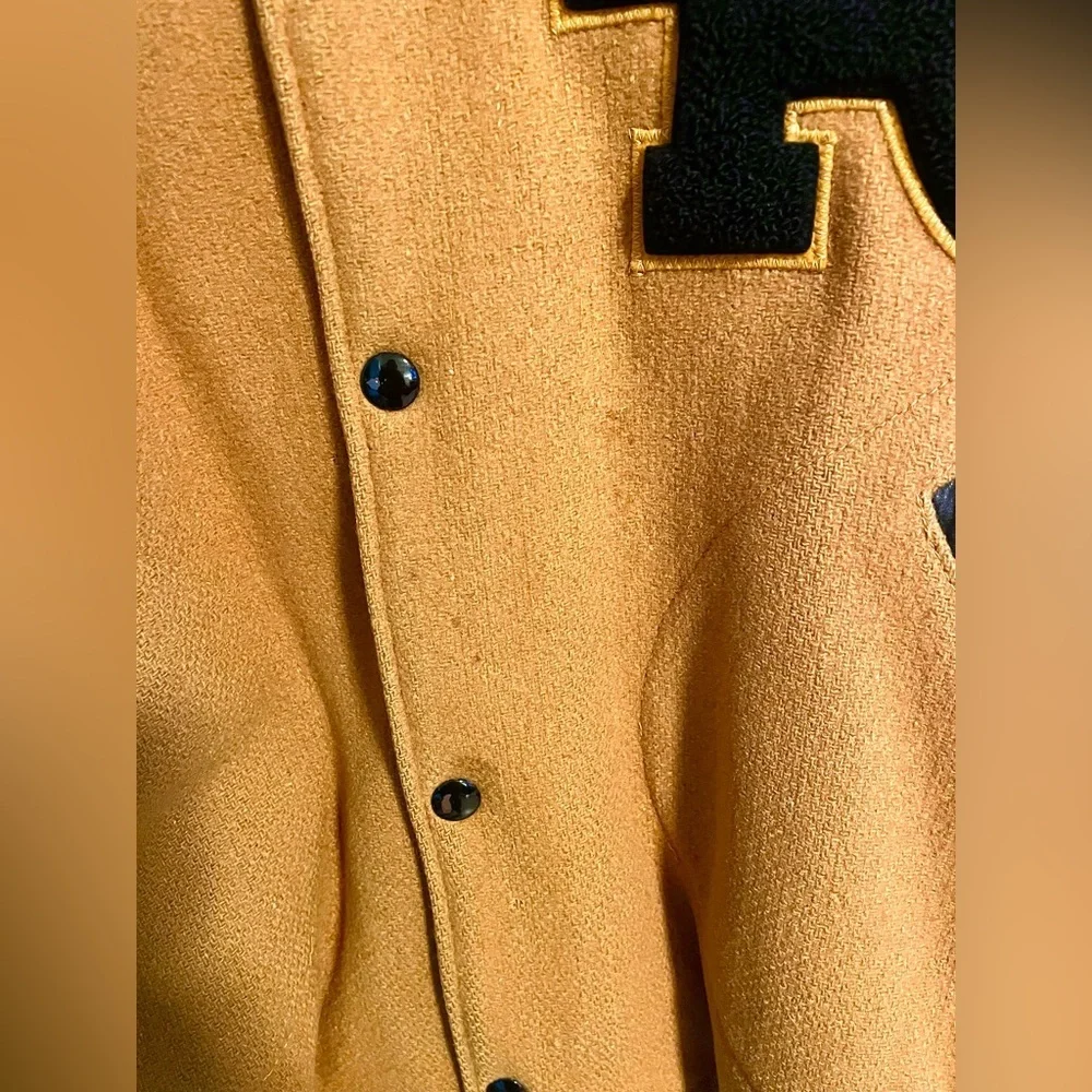 Vintage Letterman Varsity Jacket Wool Black Gold LR Central High School Arkansas